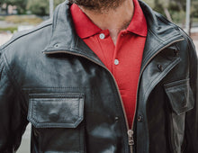 Front view of the sleek Black Leather Jacket Coat for Men, perfect for adding edge to any outfit.