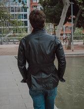 Fashionable look featuring the Hunter Jacket paired with jeans and boots, perfect for everyday wear.