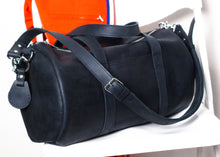 Black Leather Duffle Bag, Weekender, Gym, Everyday use, Travel, Minimalist Holdall