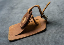 Luggage Tags with Airtag case Brown Leather