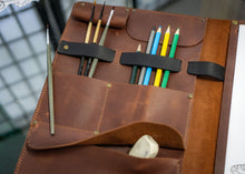 Skizzenbuch aus Leder, A4-Einband | Braun Schwarz | Künstlergeschenke | HANDGEFERTIGT