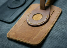 Personalized Brown Leather Luggage tag airtag holder