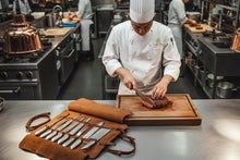 Leather knife roll for professional chefs