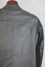 Giacca da motociclista in pelle classica Café Racer da uomo - Nera e grigia, realizzata a mano da Fashion Racing