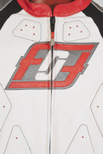 Fashion Racing logo on chest of custom motorcycle jacket