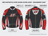 Schwarze und rote Motorrad-Sportlederjacke für Herren – Rindsleder, CE-Schulter- und Ellbogenprotektoren, Größe 50 (MEinzigartig