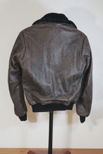 Brown Leather Bomber Jacket back view – genuine cowhide leather