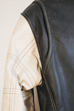 Giacca in pelle da motociclista nera e bianca – Stile Café Racer