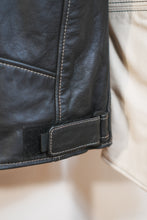 Giacca in pelle da motociclista nera e bianca – Stile Café Racer