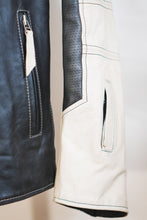 Black and White Motorcycle Leather Jacket – Café Racer Style