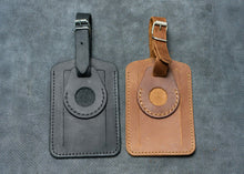 Brown and Black Leather Luggage Tags with Airtag case holder