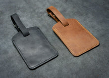 Brown and Black Leather Personalized Leather Luggage tag