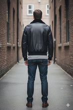 Chaqueta de cuero de aviador para hombre | Chaqueta bomber de cuero clásica