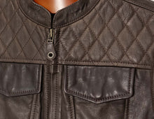 Men's Diamond Stitch Brown Leather Vest