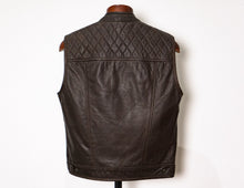Diamond Stitch Brown Leather Vest for men