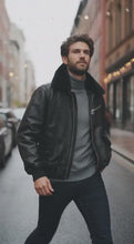 Black Leather Aviator/Bomber Jacket for Men – Custom Made