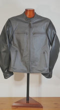 Classic Café Racer Leather Motorcycle Jacket for Men – Black & Grey Handmade by Fashion Racing