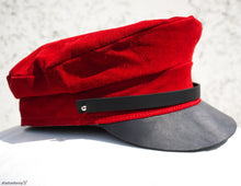 Leather Ladies Cap - red