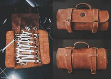 Brown Leather Tool Roll Personalized Tool Case, Gift for Men, Leather Tool Storage