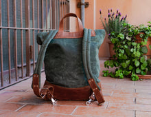 handcrafted waxed canvas leather backpack