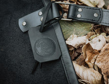 Firewood Log Carrier, Black Leather, Handmade by Fashion Racing
