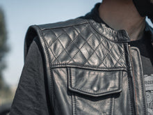 Custom Motorcycle Leather Vest, Black