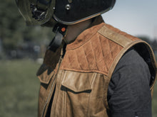 Motorcycle Club Leather Vest, Diamond Stitch Suede