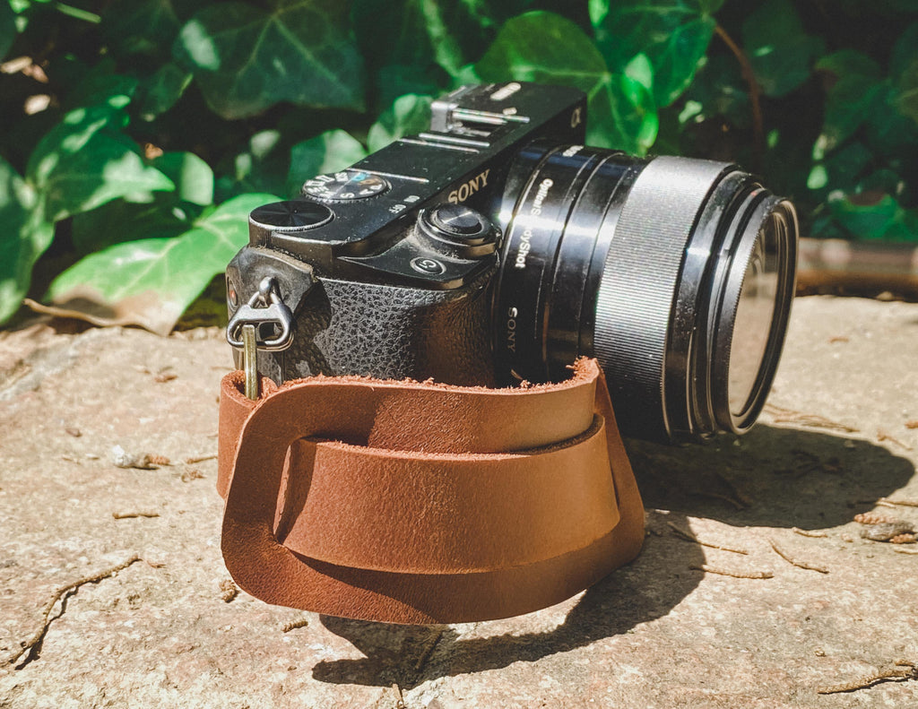 leather camera strap, leather wrist strap, handmade camera strap