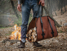 Leather Firewood Log Carrier