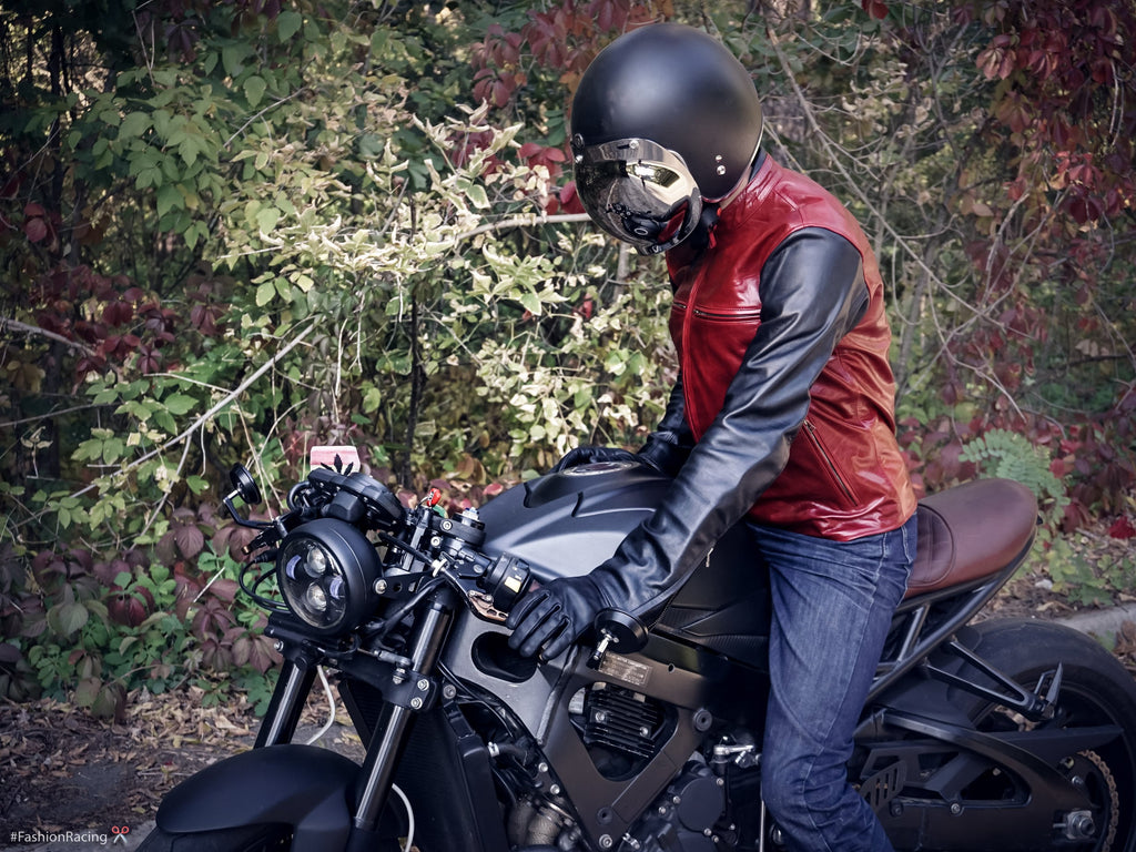 Cuero Chamarra Cafe Racer Cafe Racer Chaqueta Moto Segura Retro