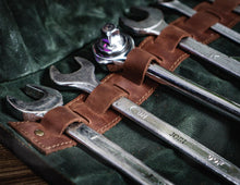 Motorcycle Tool Roll Hand-Waxed Canvas & Genuine Leather, Handcrafted