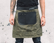 olive apron, waist apron, half apron, chef's apron, gift for chef, apron leather 