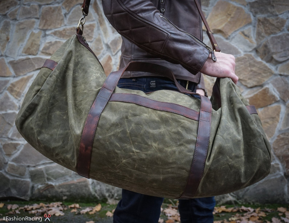 Men's waxed canvas weekend bag hot sale