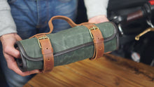 Motorcycle Tool Roll Hand-Waxed Canvas & Genuine Leather, Handcrafted