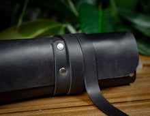 Black Leather Coin Peso Roll Case