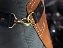 split leg leather apron - handmade by Fashion Racing. Genuine leather and black leather