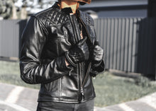 women's black leather cafe racer motorcycle jacket
