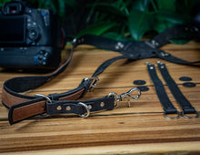 personalized camera harness brown snap hook