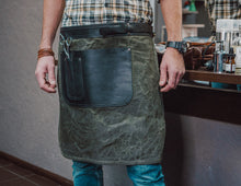 Half Waist Apron | Leather and Waxed Canvas | Handmade Brown Full Grain Leather Half Apron for Chefs, Artists and Waiters | Perfect for Hobbyists, Hospitality Businesses, Home Cooks & Bakers