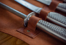 brown leather knife roll, Gift for Best Chef, Kitchen Tools Storage