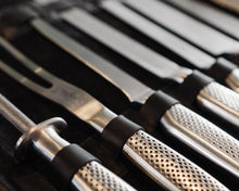 Chefs Black Leather Knife Roll,  Minimalist Knives Bag