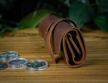 Brown Leather Coin Roll Up case