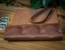 Brown Leather Coin Roll Up Storage