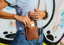 Leather phone case - The shoulder strap adjusts to your desired fit. Leather mobile phone bag with crossbody strap card pocket. Festival bag