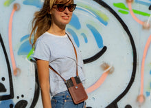 Leather phone case - The shoulder strap adjusts to your desired fit. Leather mobile phone bag with crossbody strap card pocket. Festival bag