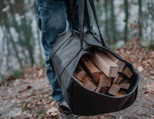 Log Firewood Carrier with sides | Black Log Tote Bag | HandMade by Fashion Racing