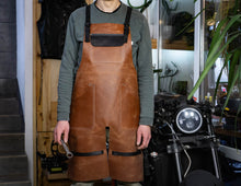 split leg leather apron - handmade by Fashion Racing. Genuine leather and black leather