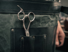 Green and black Half Waist Apron | Leather and Waxed Canvas | Handmade