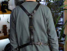 split leg leather apron - handmade by Fashion Racing. Genuine leather and black leather