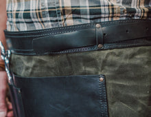 Half Waist Apron | Leather straps and Waxed Canvas apron | Handmade